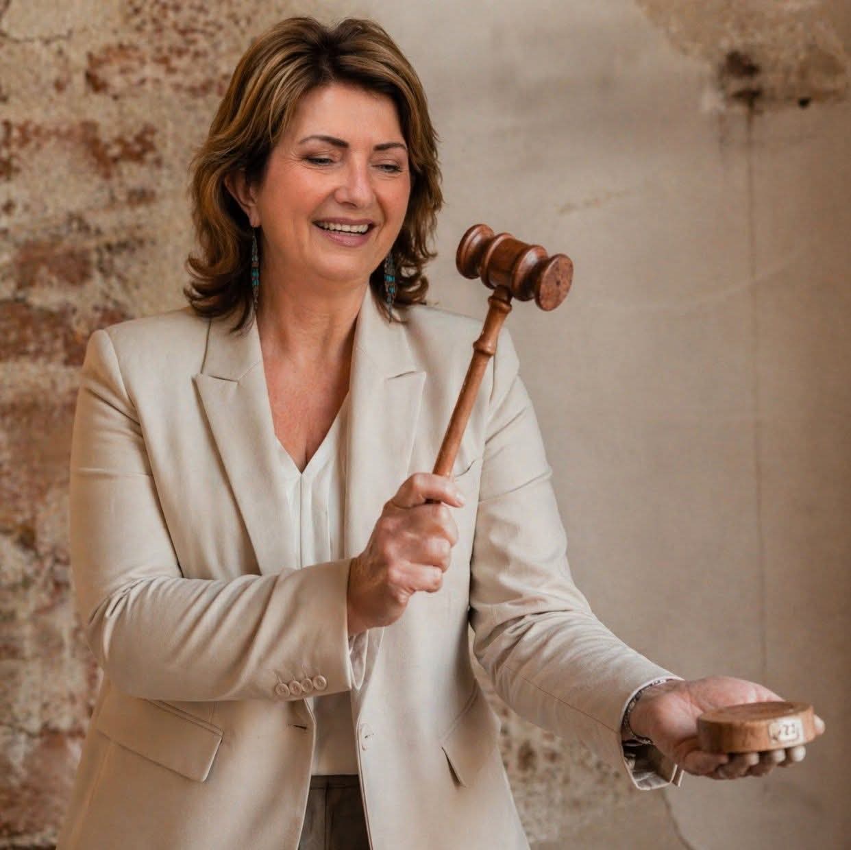 Anita met de ceremoniehamer